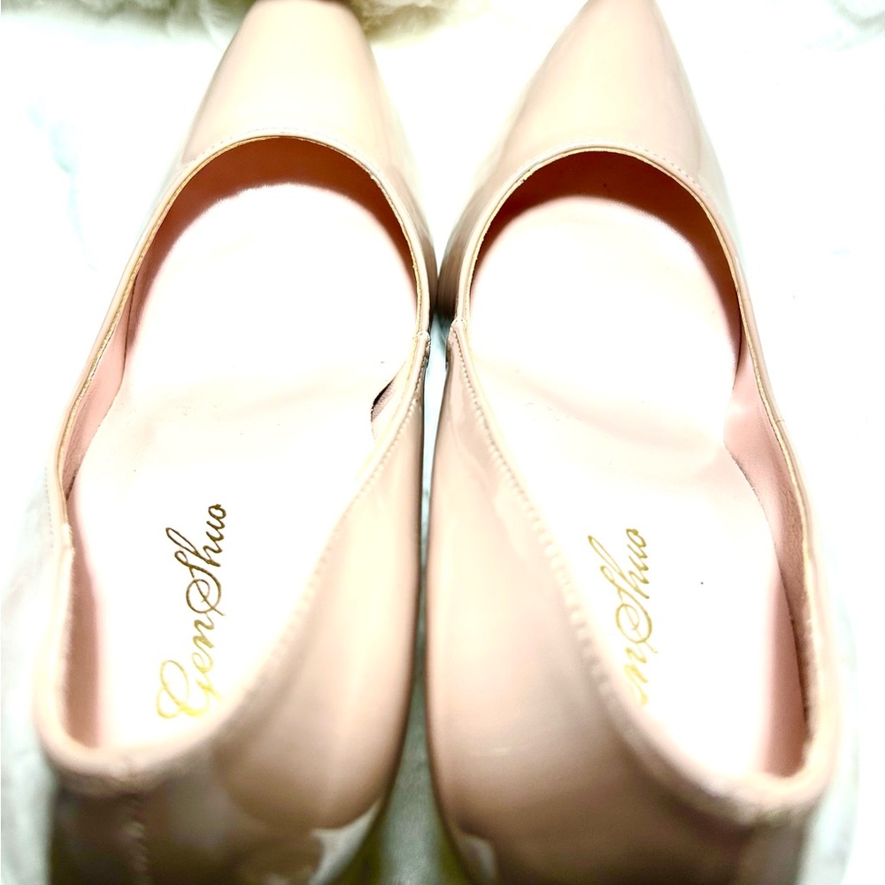 Genshuo Blush Nude Patent Leather pointed toe  Stiletto Heel women’s size 7 - Picture 9 of 9